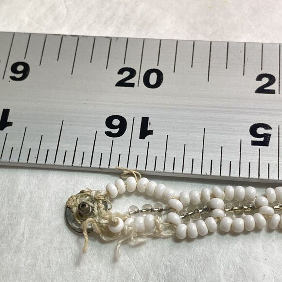 Vintage Seed Bead Cameo Set Necklace Earrings NEEDS REPAIR beautiful Unique - Picture 9 of 12